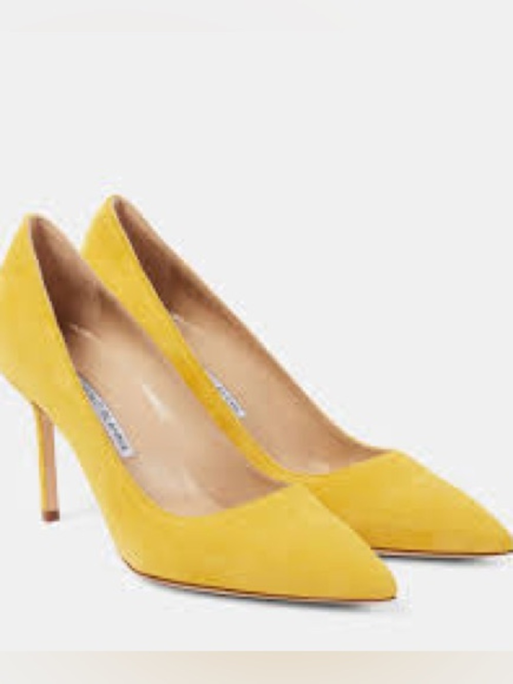 Manolo Blahnik Yellow Suede Pointed-Toe Stiletto Pumps